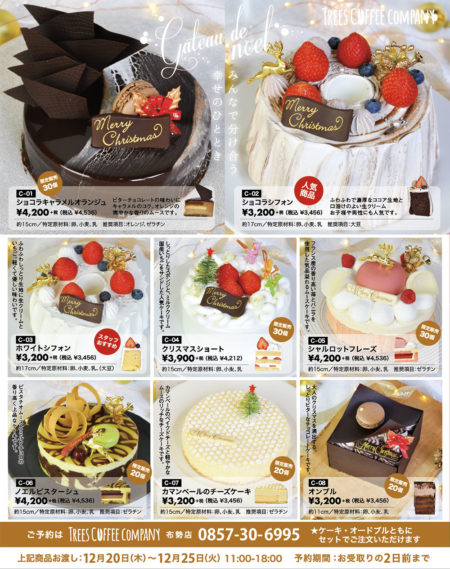 鳥取 カフェのクリスマスケーキ